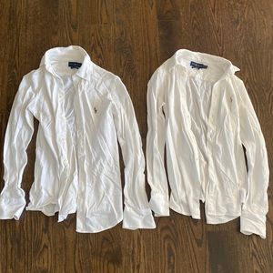2 Ralph Lauren slim fit button ups in white.